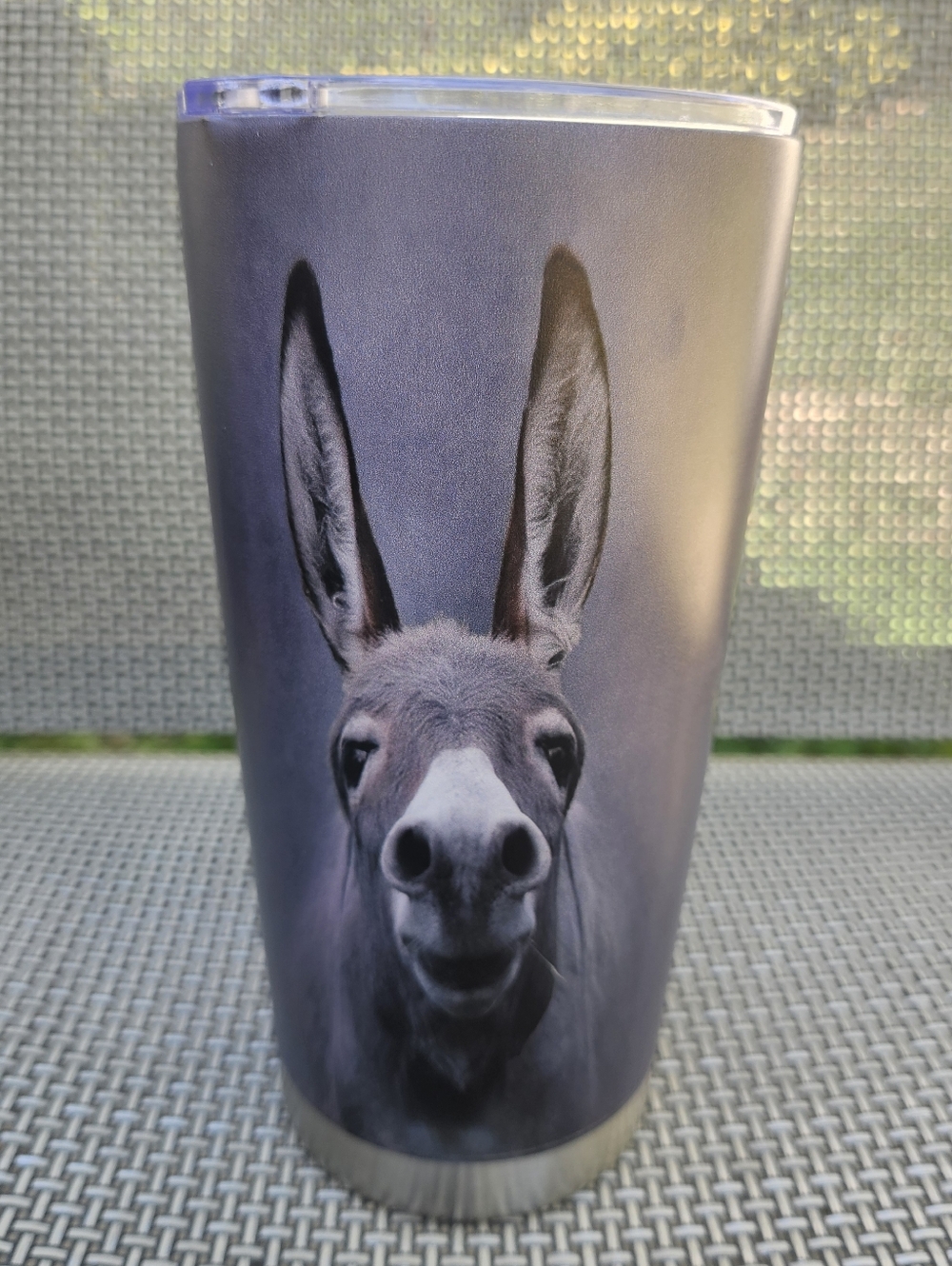 Insulated Stainless Steel Donkey Travel Tumbler Mug With Clear Lid